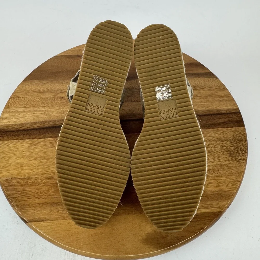 New Womens Eileen Fisher‎ Nessa Beige Espadrille Platform Wedge Sandals Size 11